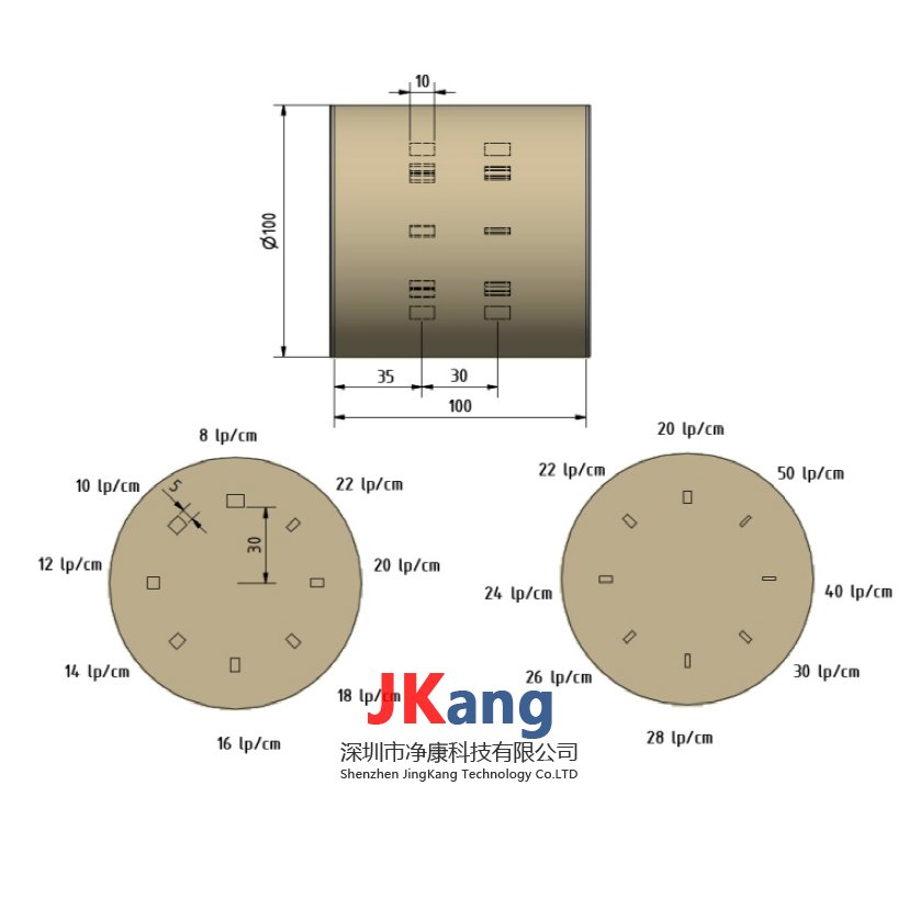 QRM D100 HCR TestPattern 高對(duì)比度分辨率仿真模體,D100 HCR分辨率模體